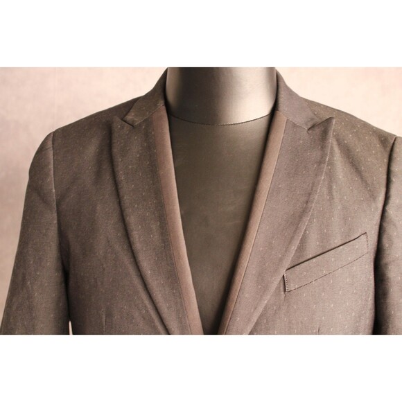 John Varvatos Luxe Men's Peak Lapel Sport Coat Size 40R Cotton Blend Black - Picture 2 of 11